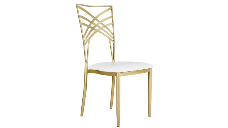 golden China Chiavari chair with a white cushion
