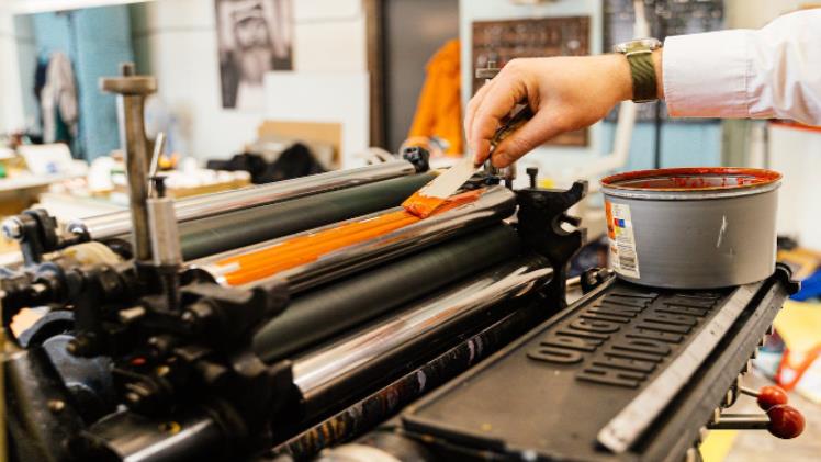 close up of a printing machine